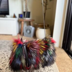 Multicolor Faux Fur Chain Crossbody